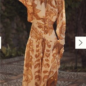 FARM RIO X ANTHROPOLOGIE LONG-SLEEVE JACQUARD MAXI DRESS